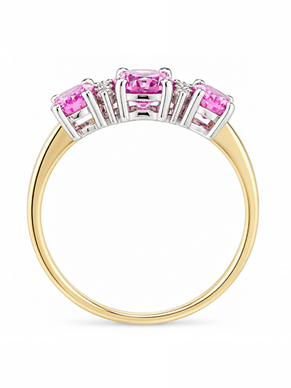Ring, mit synth. Saphir, 375 Gelbgold