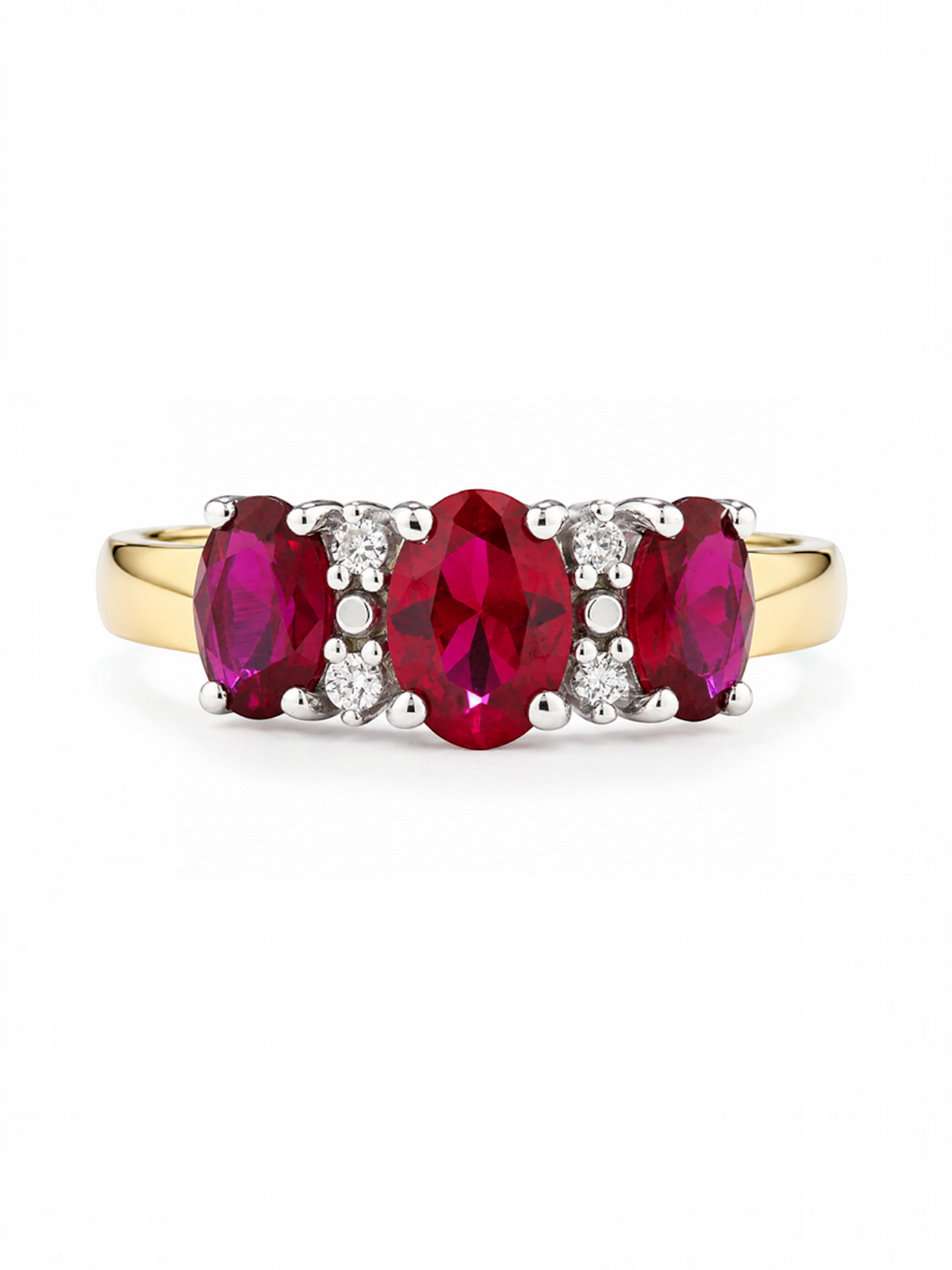 Ring, mit synth. Rubin, 375 Gelbgold