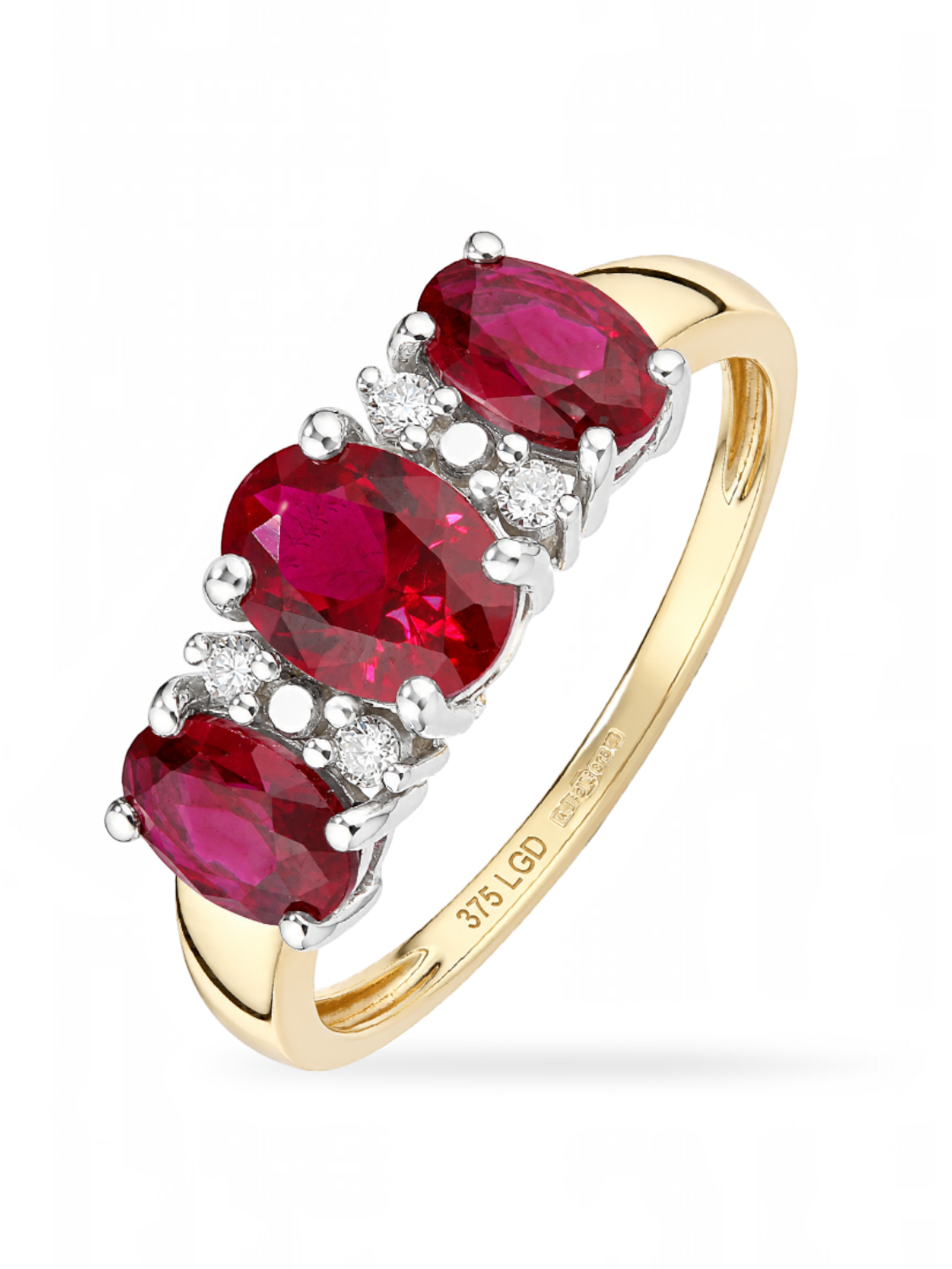 Ring, mit synth. Rubin, 375 Gelbgold