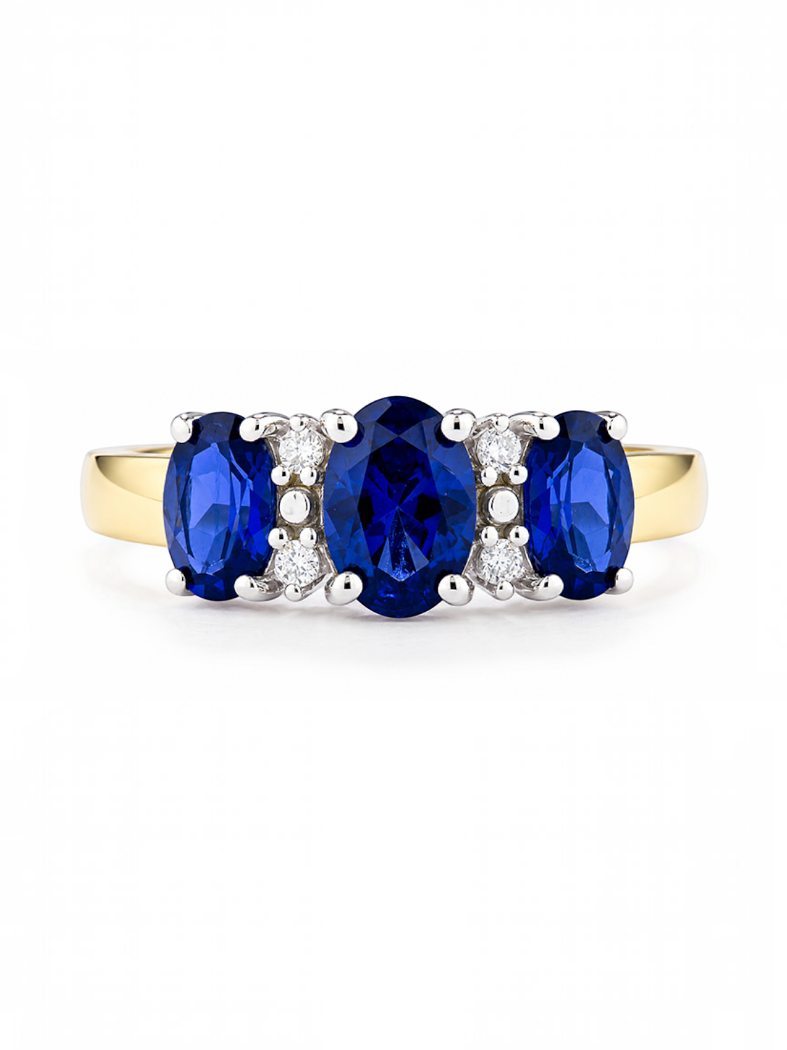 Ring, mit synth. Saphir, 375 Gelbgold