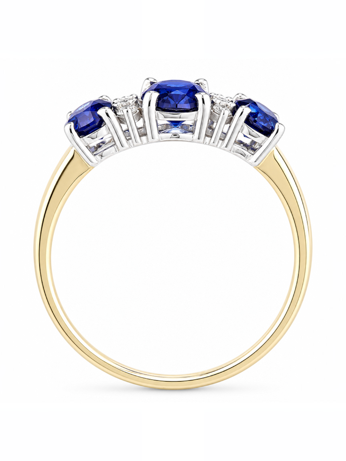 Ring, mit synth. Saphir, 375 Gelbgold