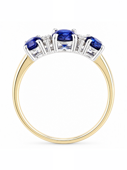 Ring, mit synth. Saphir, 375 Gelbgold