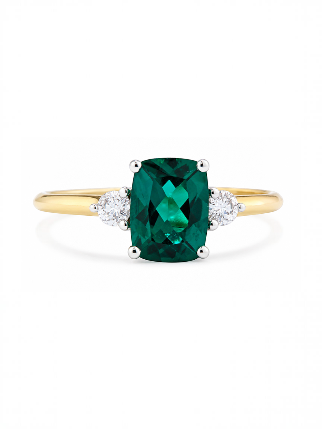 Ring, mit synth. Smaragd, 375 Gelbgold