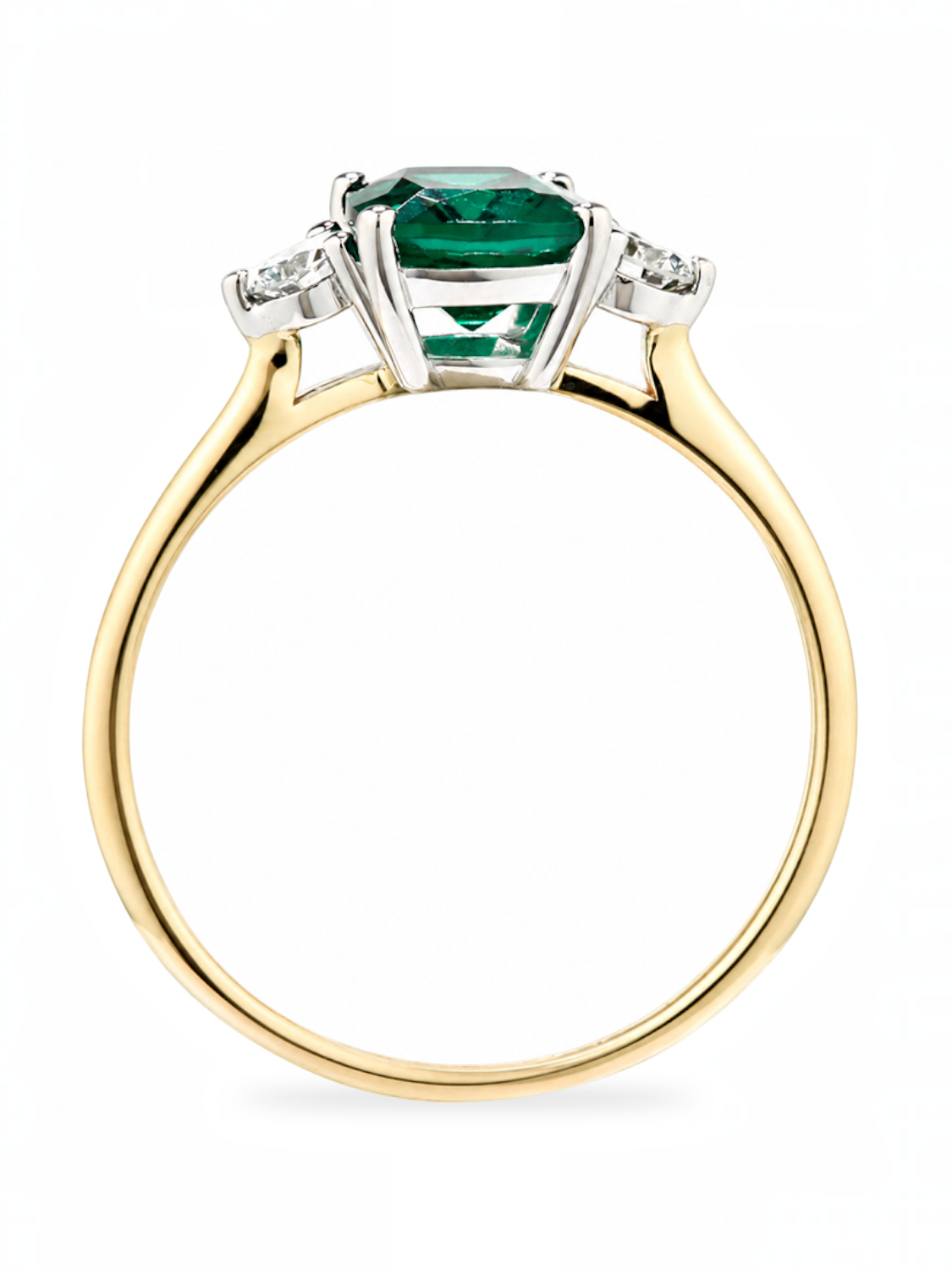 Ring, mit synth. Smaragd, 375 Gelbgold