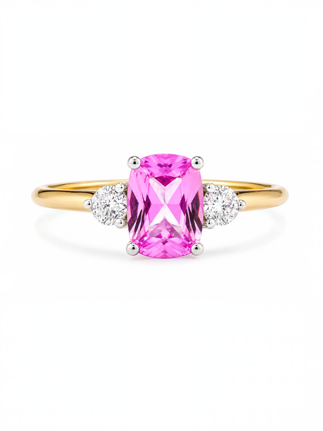 Ring, mit synth. Saphir, 375 Gelbgold