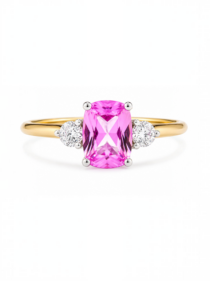 Ring, mit synth. Saphir, 375 Gelbgold