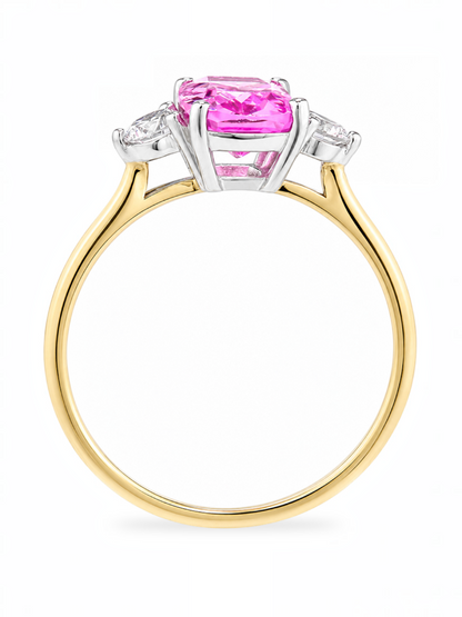 Ring, mit synth. Saphir, 375 Gelbgold