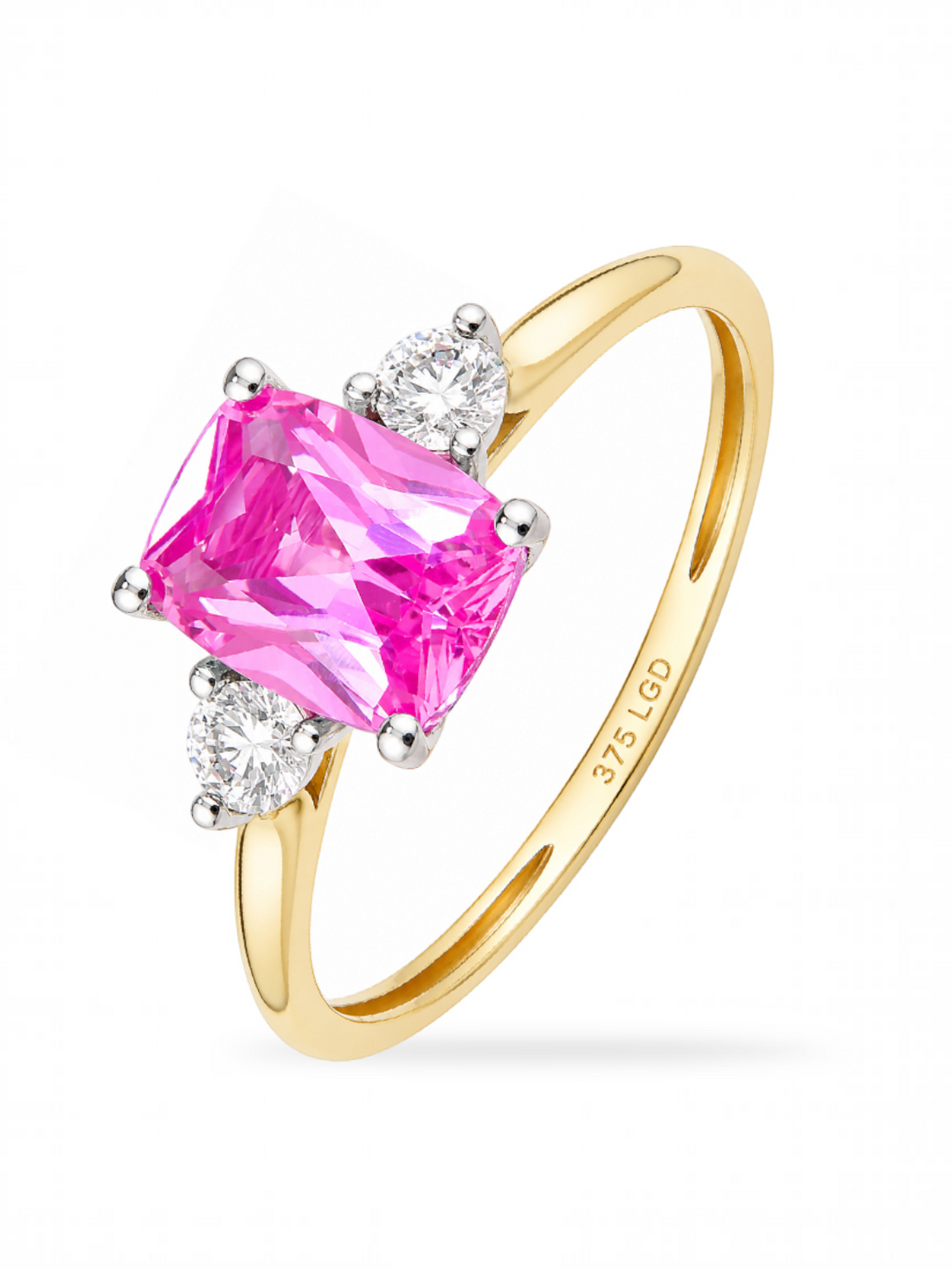 Ring, mit synth. Saphir, 375 Gelbgold
