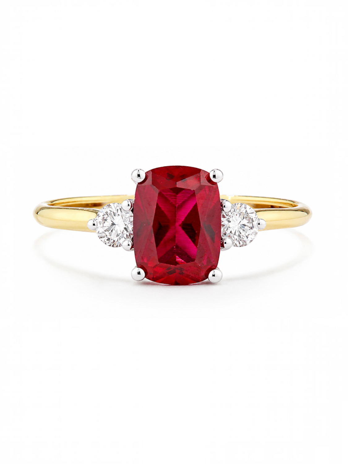 Ring, mit synth. Rubin, 375 Gelbgold