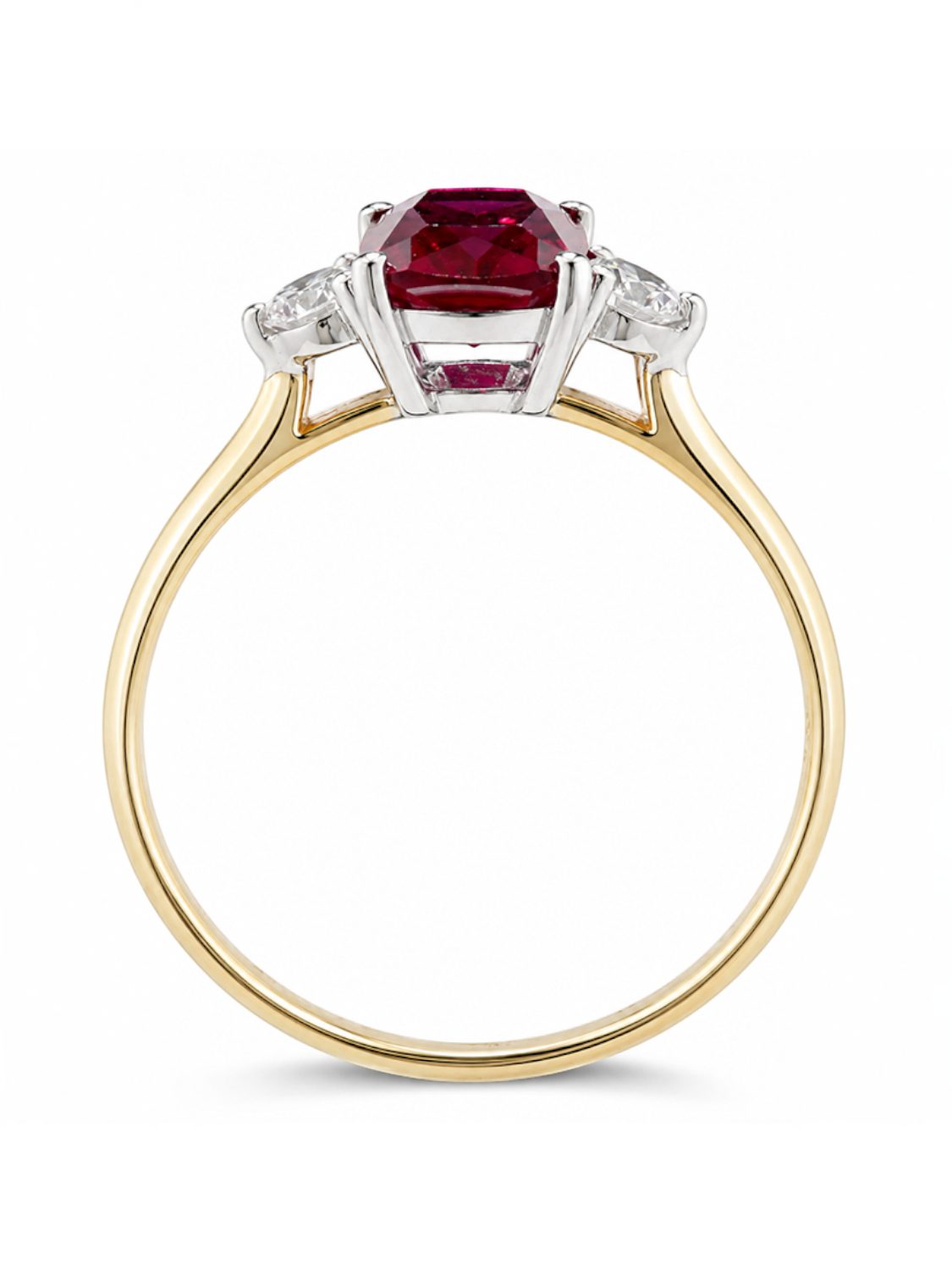 Ring, mit synth. Rubin, 375 Gelbgold