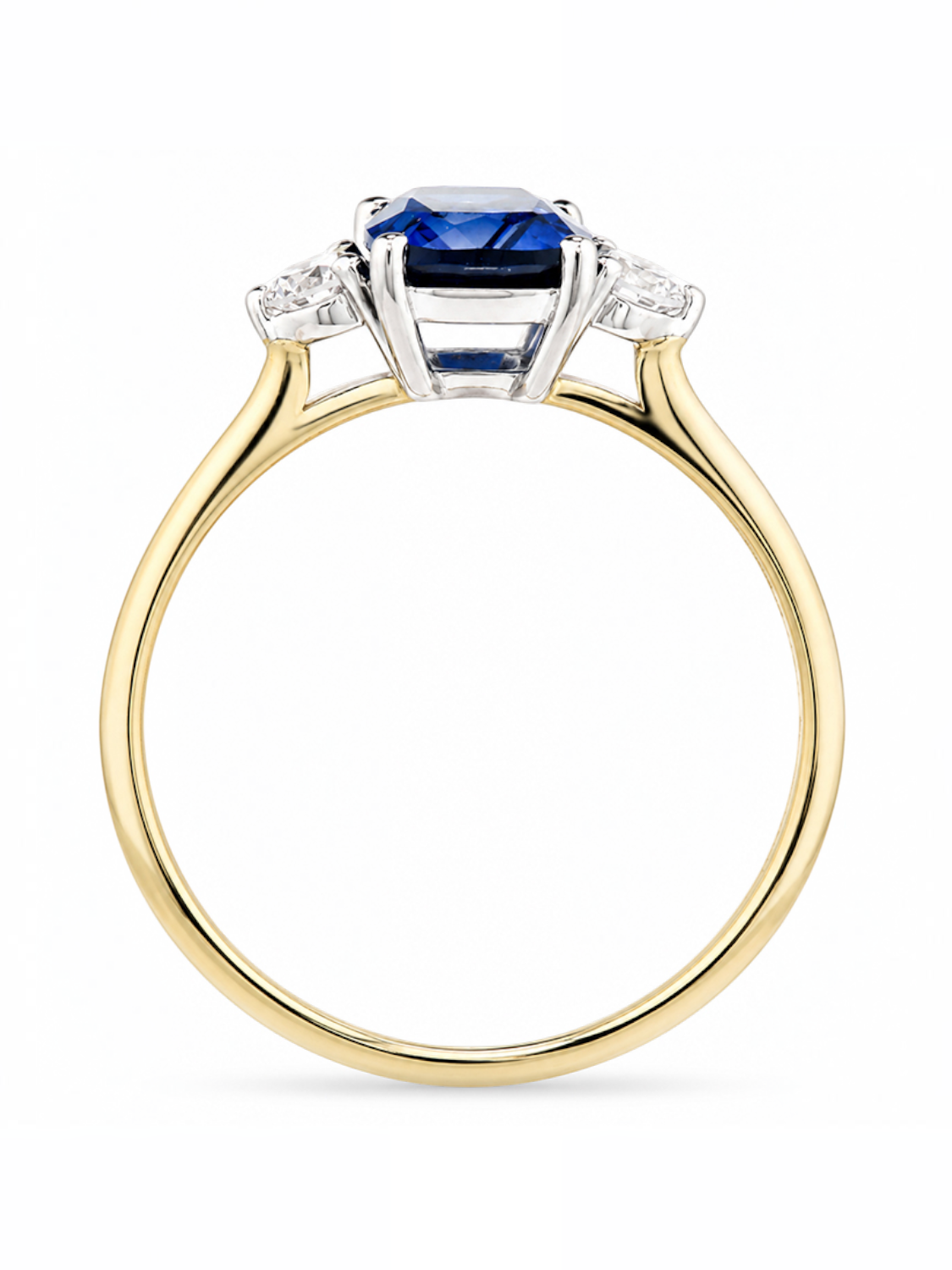 Ring, mit synth. Saphir, 375 Gelbgold