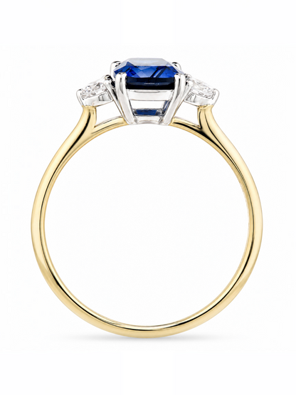 Ring, mit synth. Saphir, 375 Gelbgold