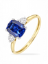 Ring, mit synth. Saphir, 375 Gelbgold