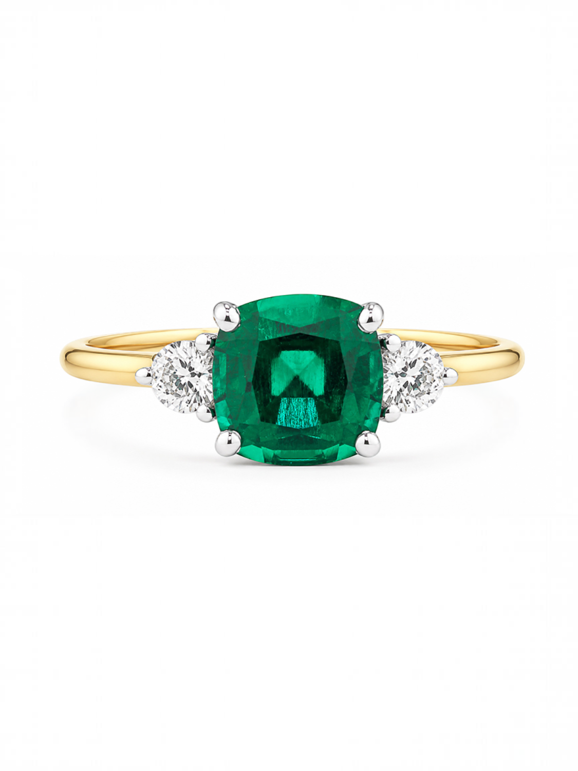 Ring, mit synth. Smaragd, 375 Gelbgold