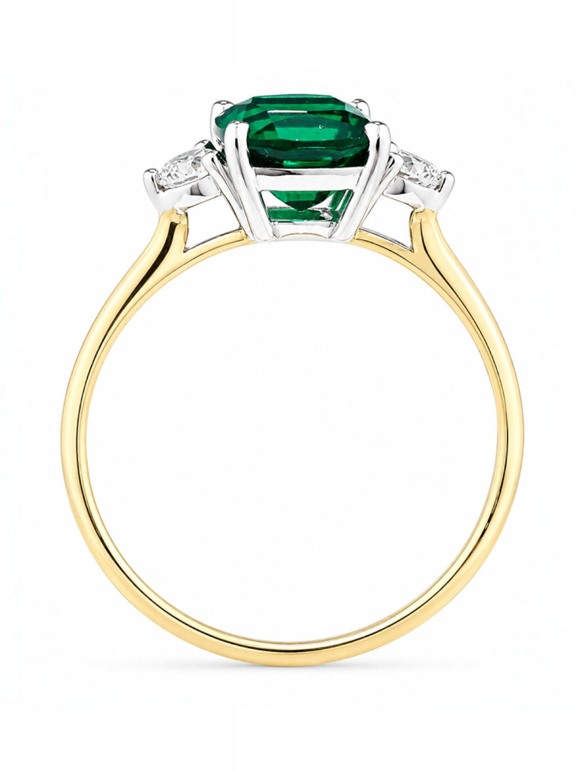 Ring, mit synth. Smaragd, 375 Gelbgold