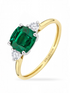 Ring, mit synth. Smaragd, 375 Gelbgold