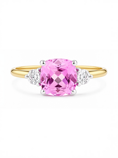 Ring, mit synth. Saphir, 375 Gelbgold