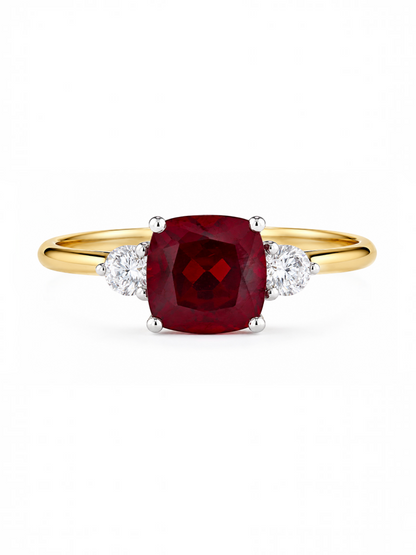 Ring, mit synth. Rubin, 375 Gelbgold