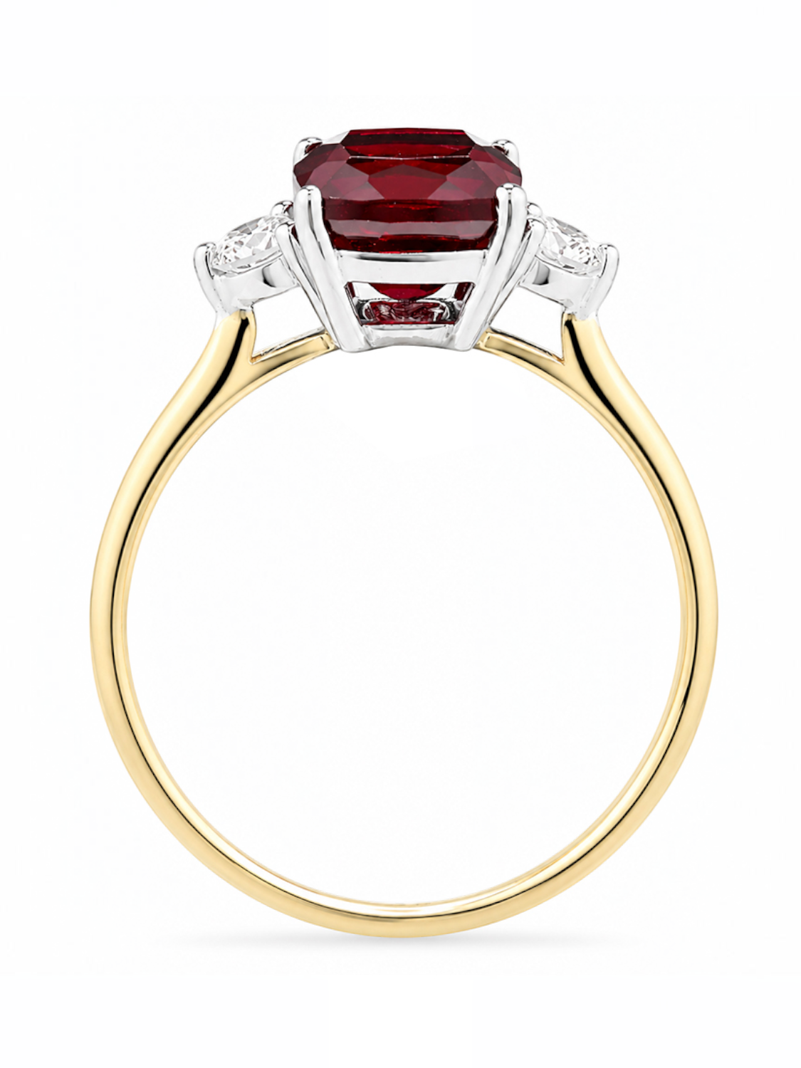 Ring, mit synth. Rubin, 375 Gelbgold
