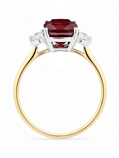 Ring, mit synth. Rubin, 375 Gelbgold