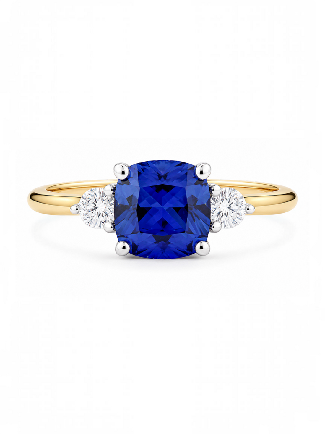 Ring, mit synth. Saphir, 375 Gelbgold