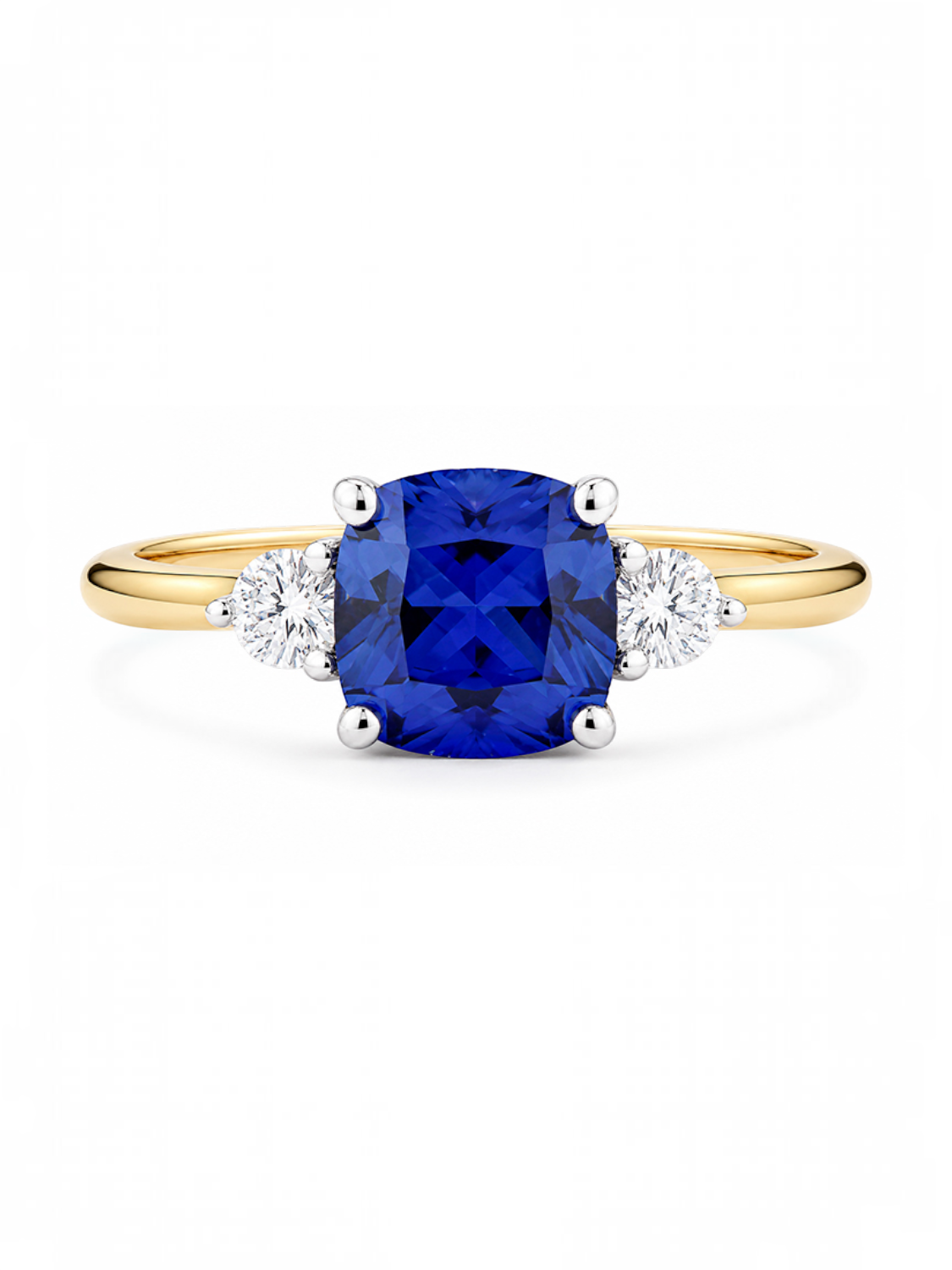 Ring, mit synth. Saphir, 375 Gelbgold