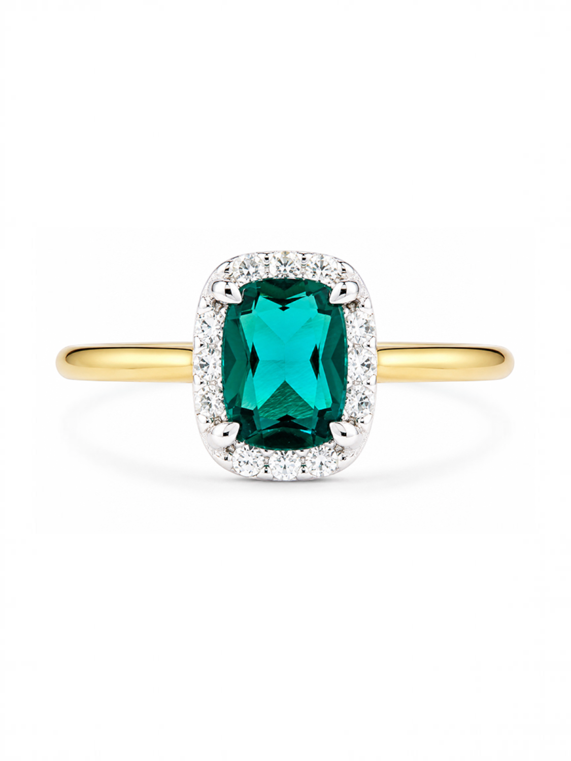 Ring, mit synth. Smaragd, 375 Gelbgold