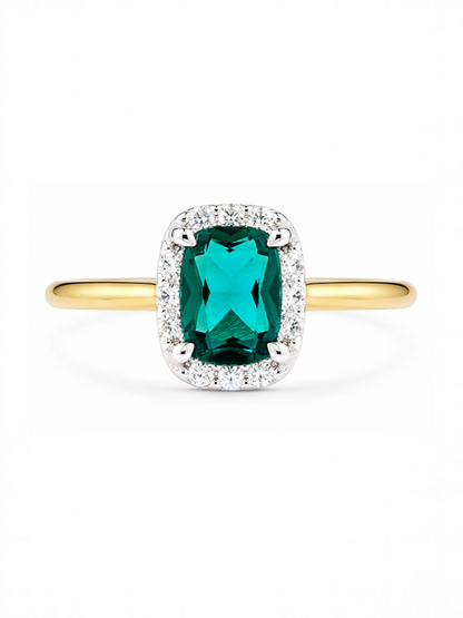 Ring, mit synth. Smaragd, 375 Gelbgold