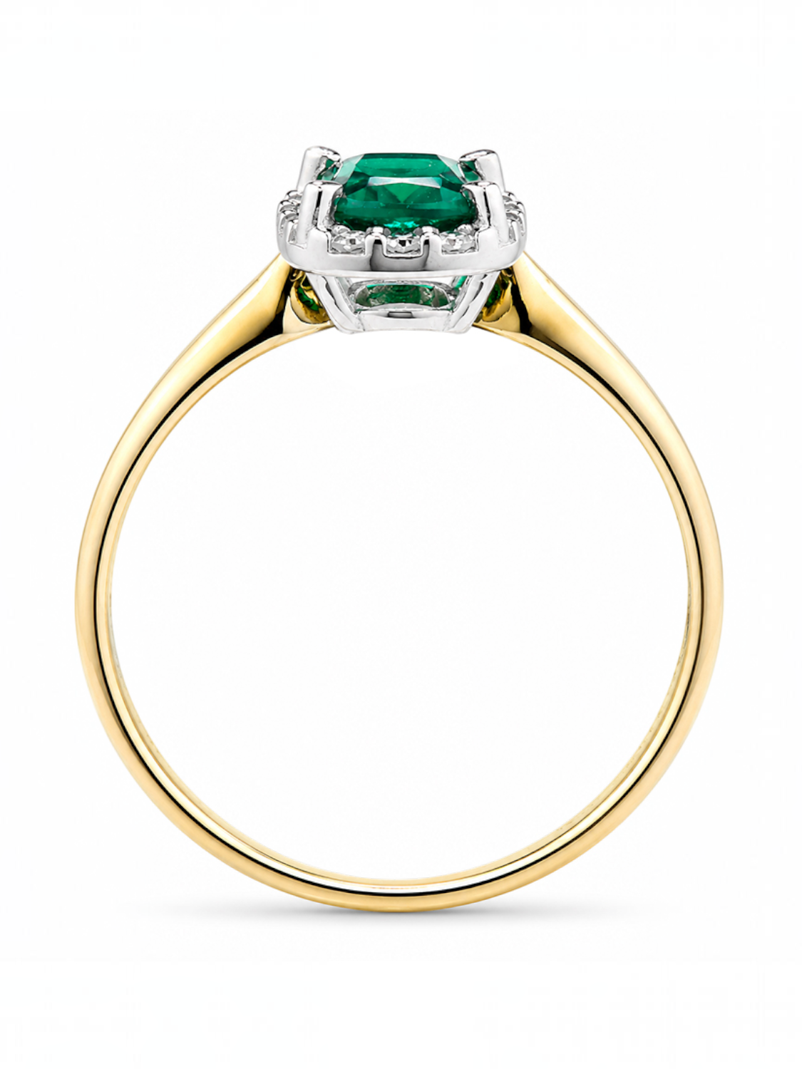 Ring, mit synth. Smaragd, 375 Gelbgold