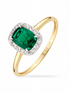 Ring, mit synth. Smaragd, 375 Gelbgold