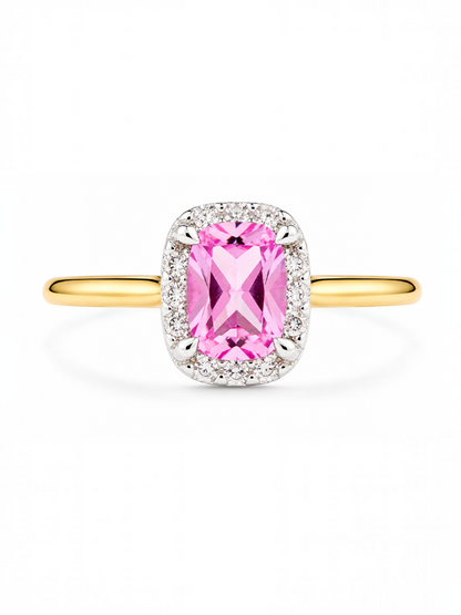 Ring, mit synth. Saphir, 375 Gelbgold