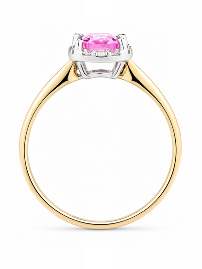 Ring, mit synth. Saphir, 375 Gelbgold
