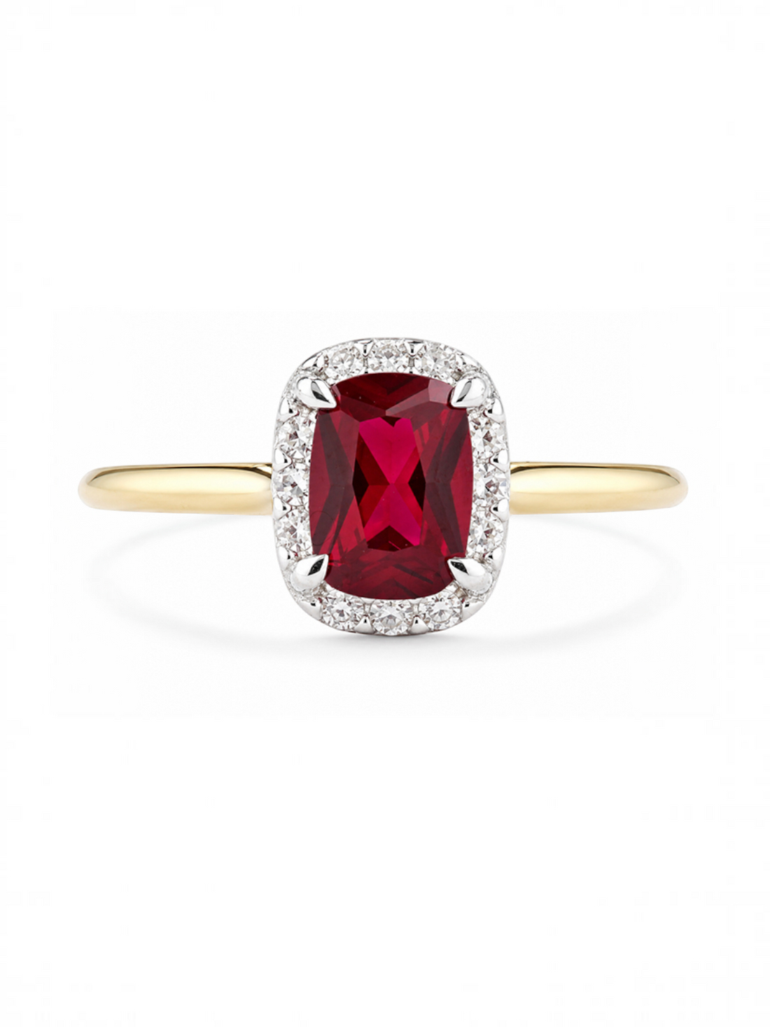 Ring, mit synth. Rubin, 375 Gelbgold