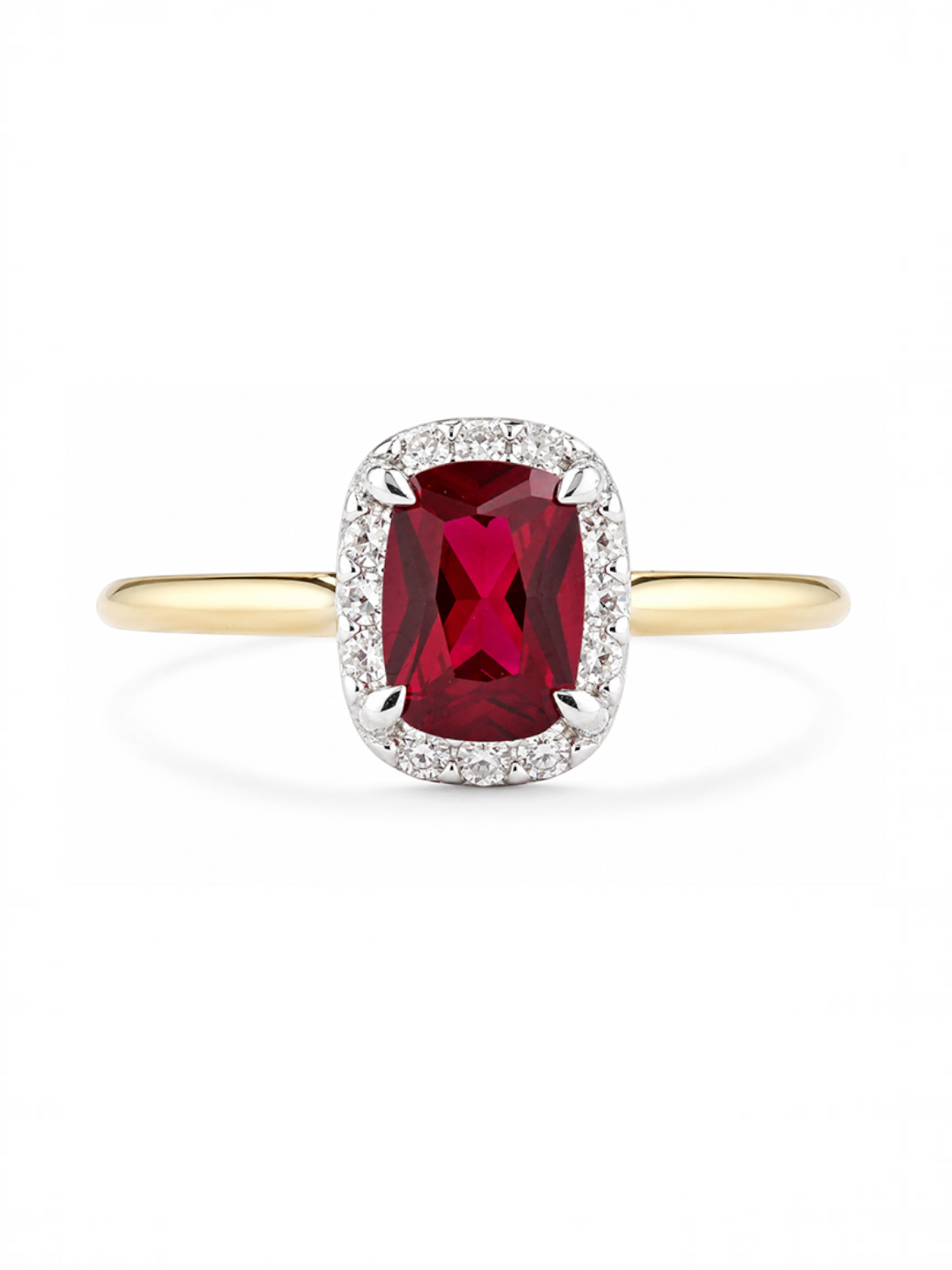 Ring, mit synth. Rubin, 375 Gelbgold