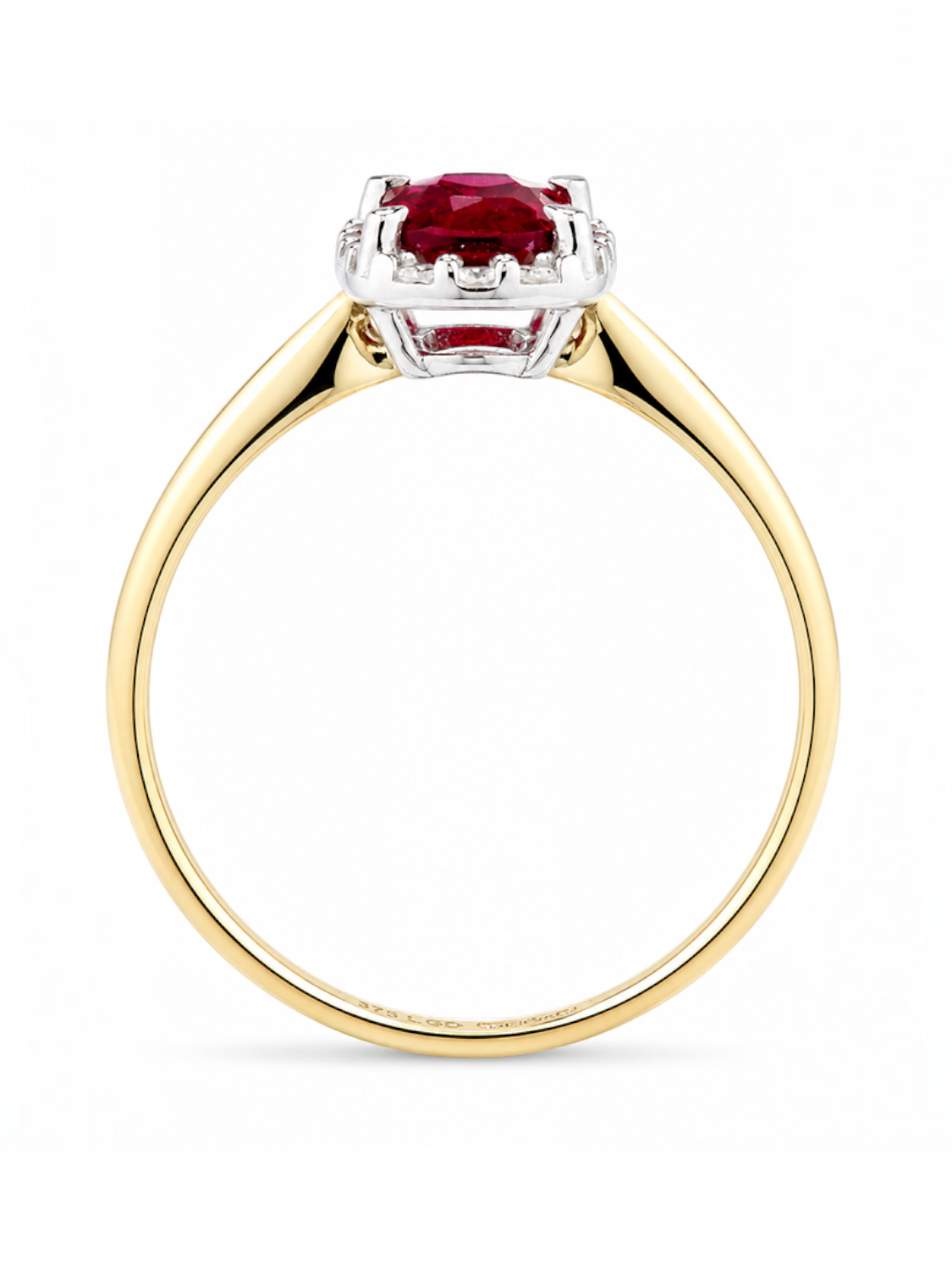 Ring, mit synth. Rubin, 375 Gelbgold