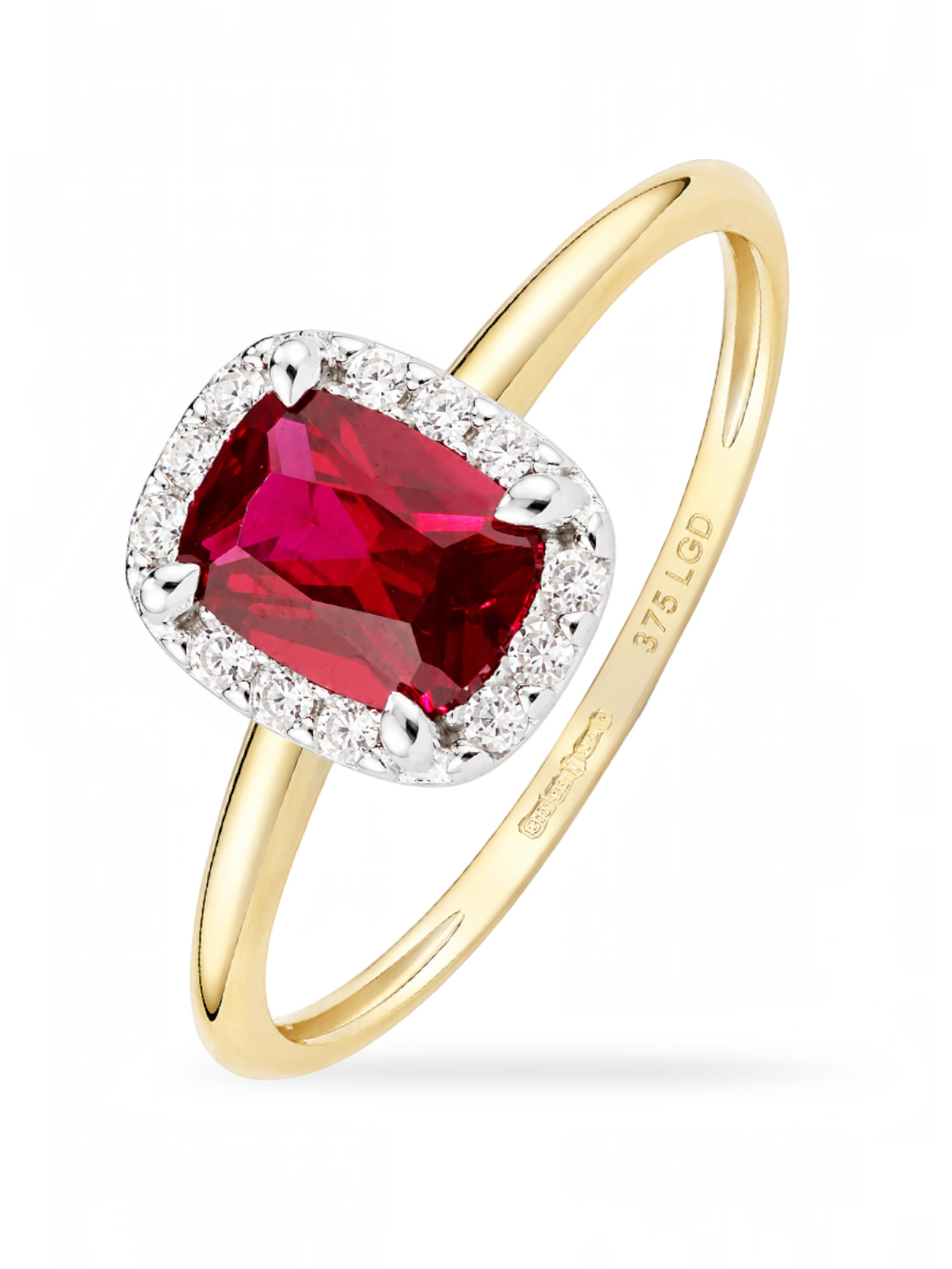 Ring, mit synth. Rubin, 375 Gelbgold