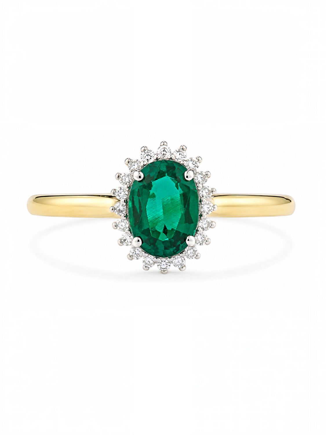 Ring, mit synth. Smaragd, 375 Gelbgold