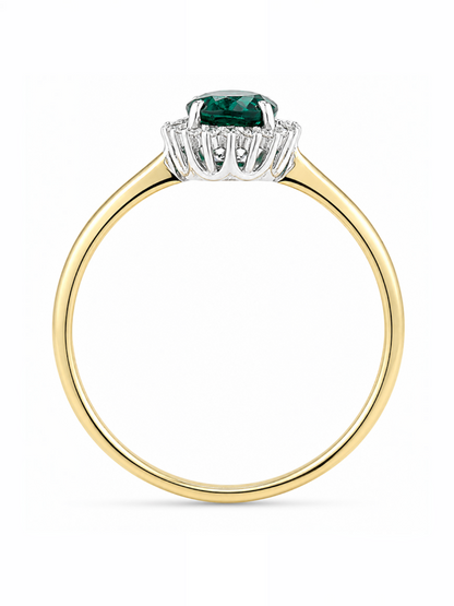 Ring, mit synth. Smaragd, 375 Gelbgold