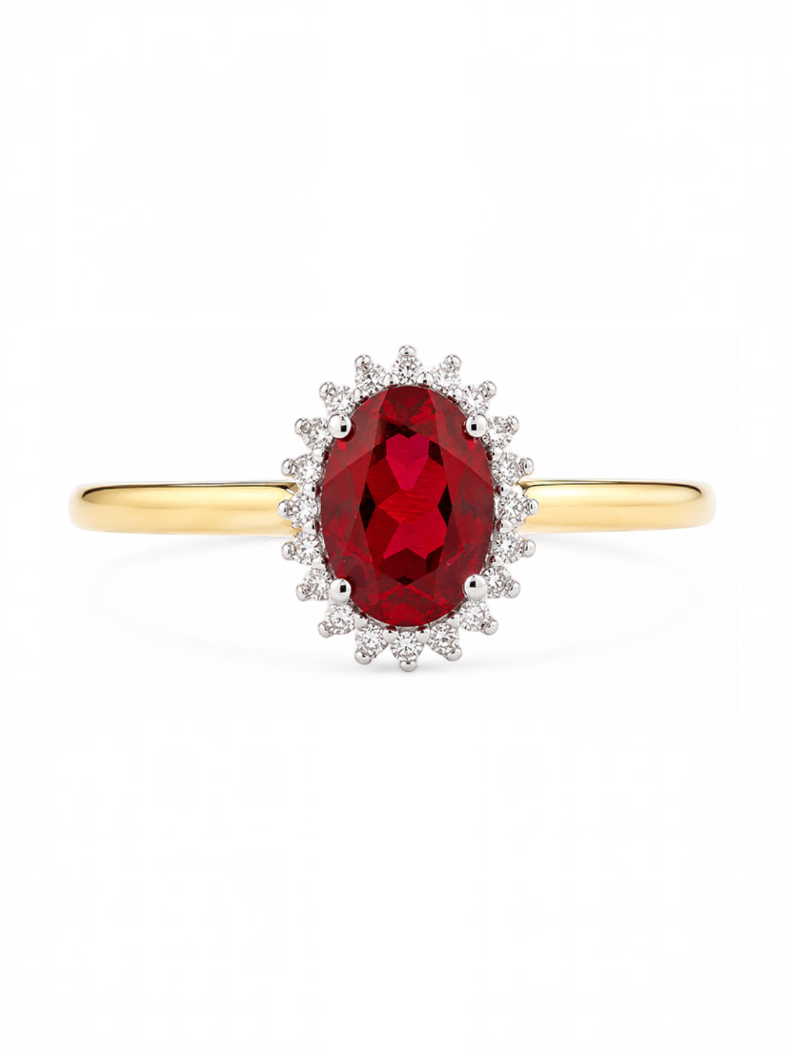 Ring, mit synth. Rubin, 375 Gelbgold