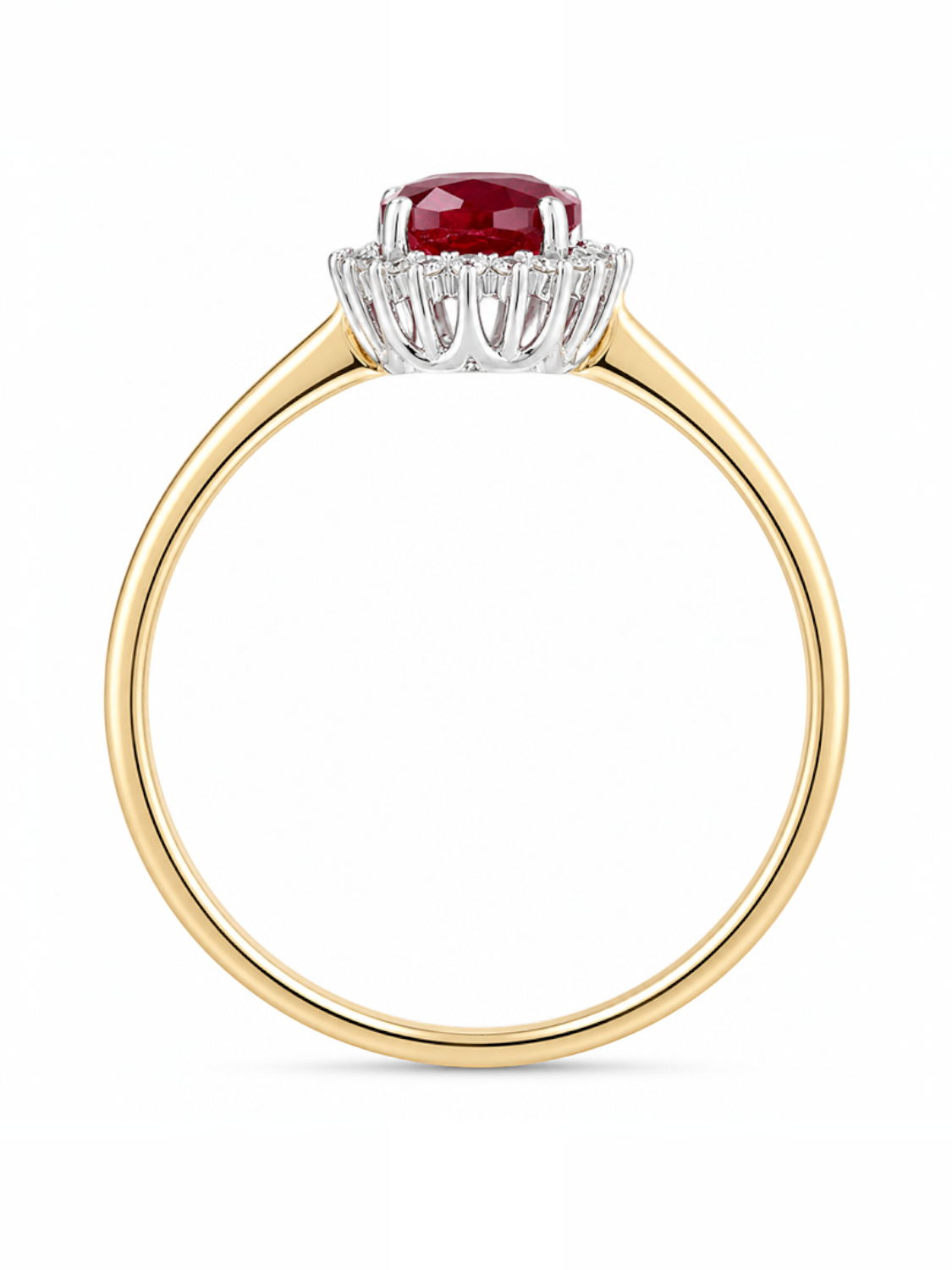 Ring, mit synth. Rubin, 375 Gelbgold