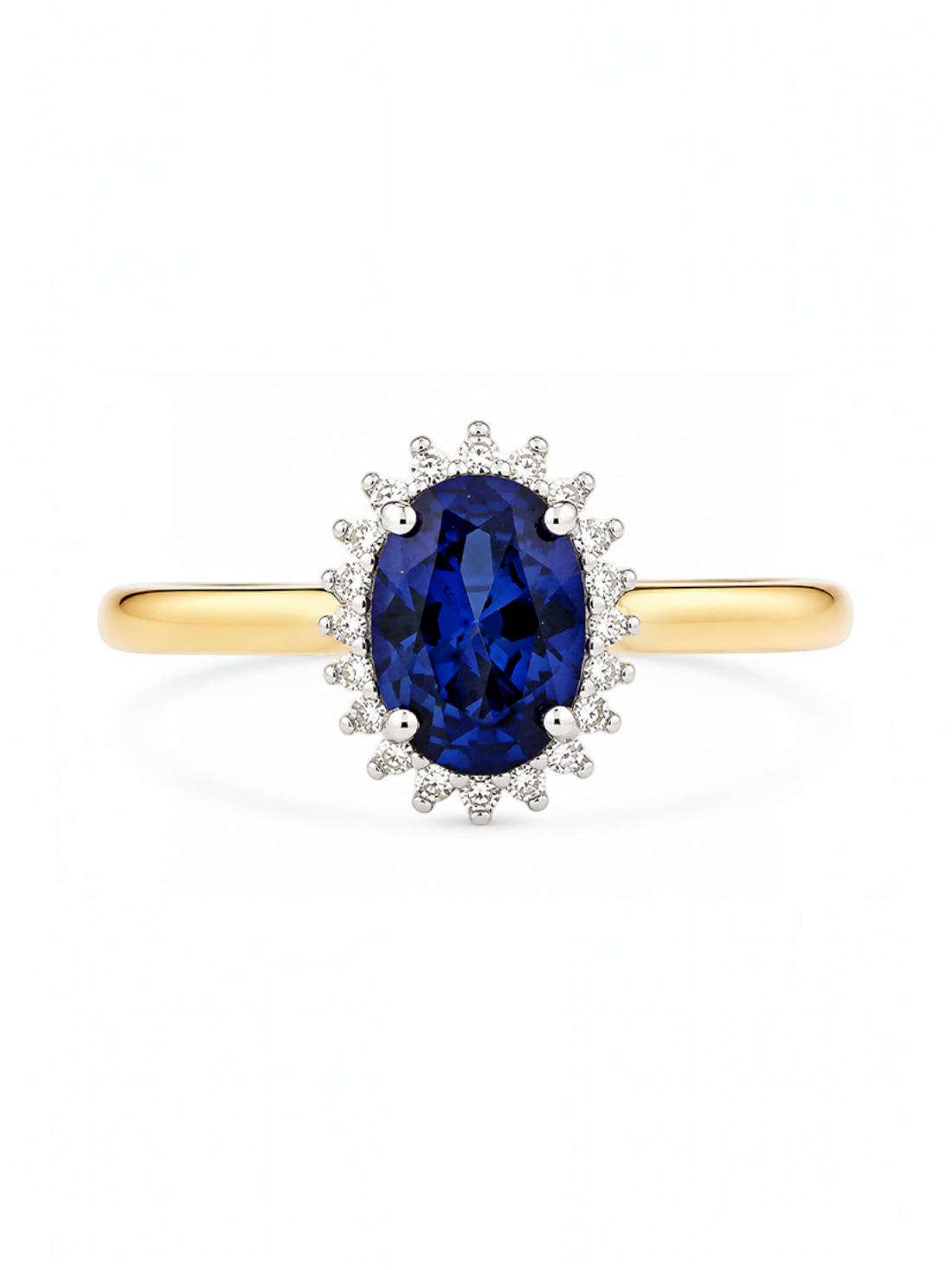 Ring, mit synth. Saphir, 375 Gelbgold