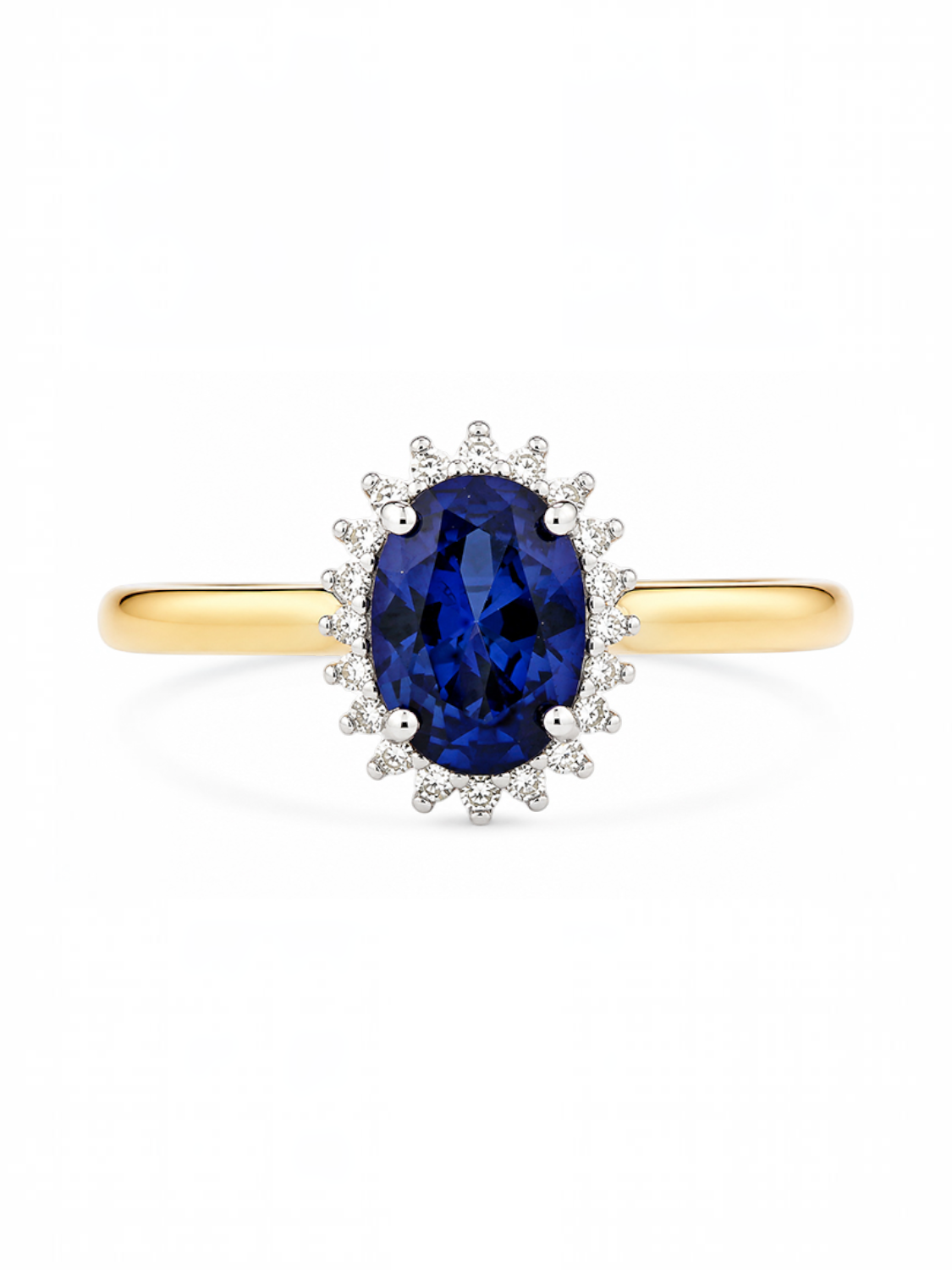 Ring, mit synth. Saphir, 375 Gelbgold