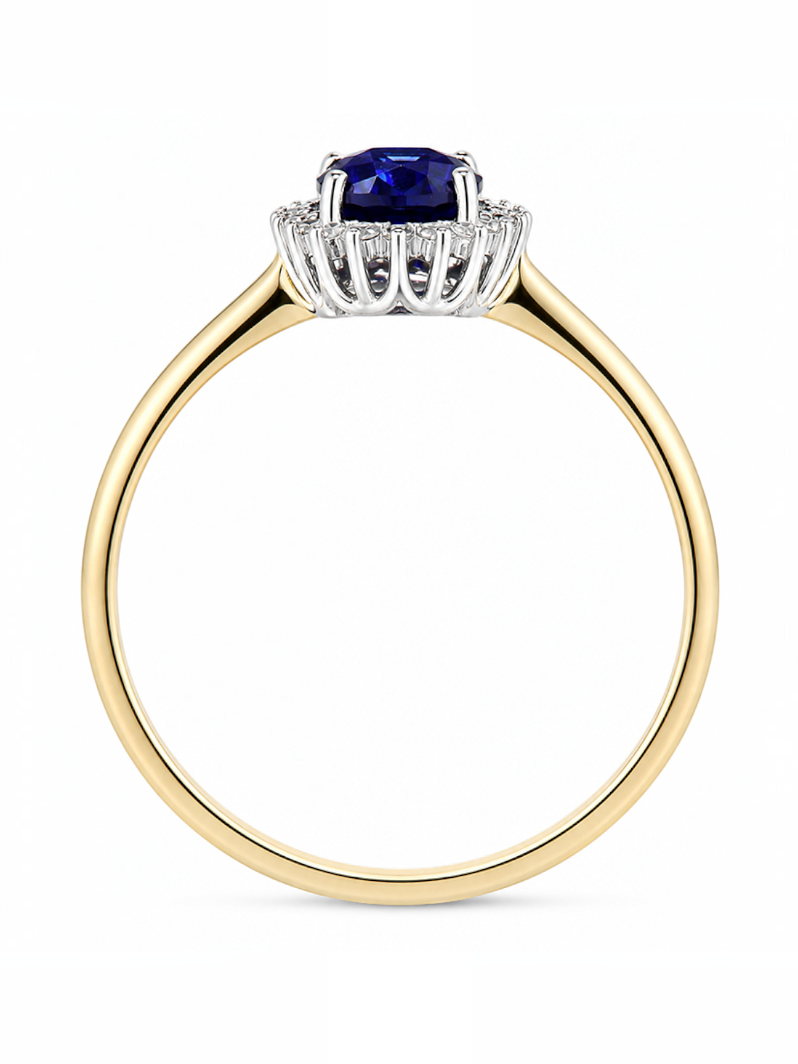 Ring, mit synth. Saphir, 375 Gelbgold