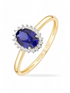 Ring, mit synth. Saphir, 375 Gelbgold