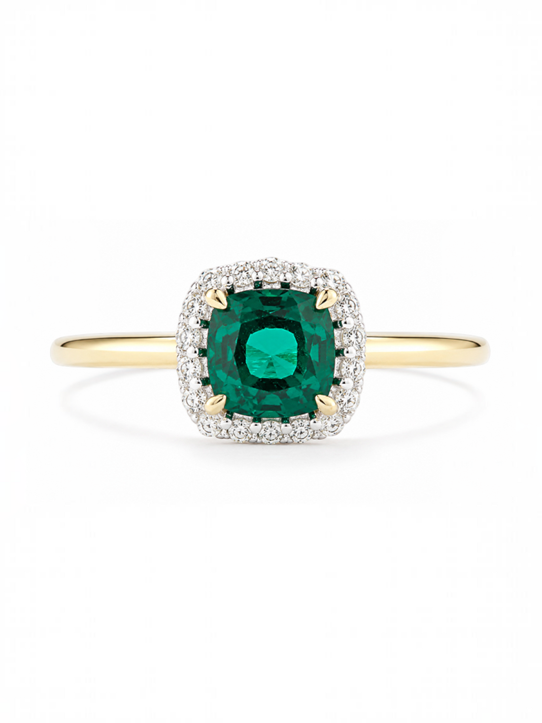 Ring, mit synth. Smaragd, 375 Gelbgold