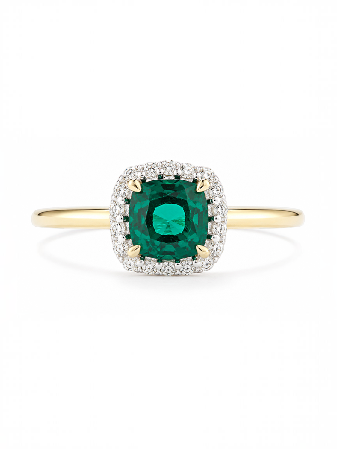 Ring, mit synth. Smaragd, 375 Gelbgold