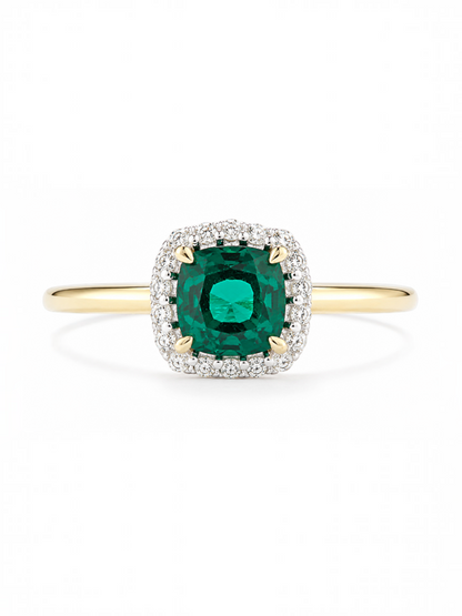 Ring, mit synth. Smaragd, 375 Gelbgold