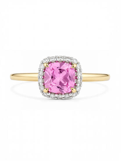 Ring, mit synth. Saphir, 375 Gelbgold