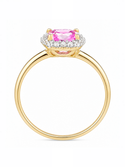 Ring, mit synth. Saphir, 375 Gelbgold