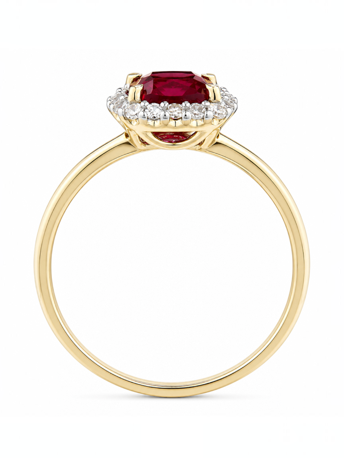 Ring, mit synth. Rubin, 375 Gelbgold